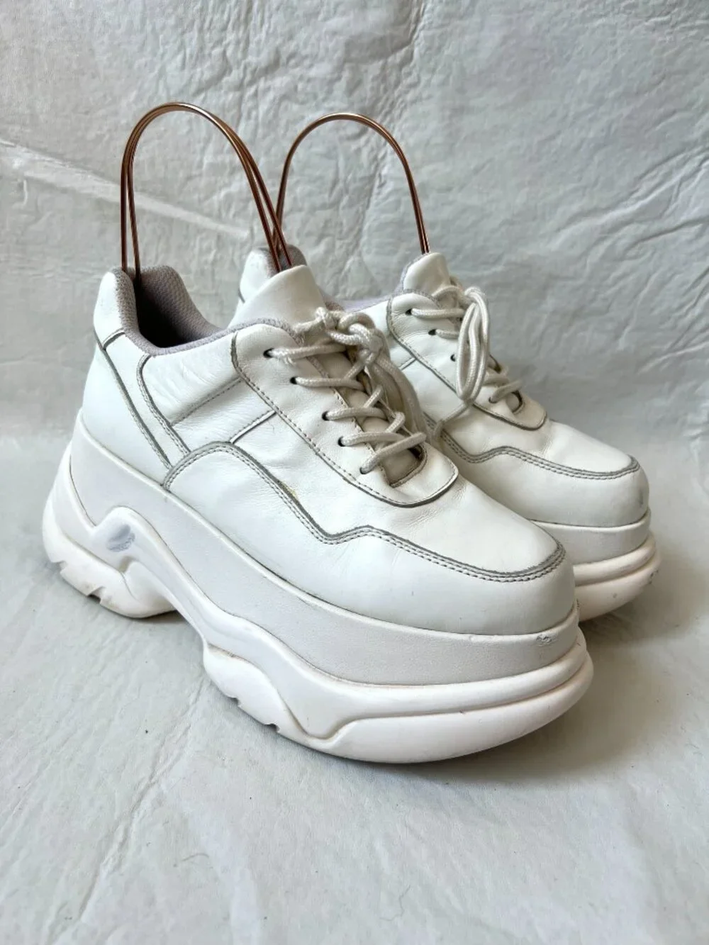 Jeffrey Campbell platform sneakers 8 white leather lace up chunky Most Def 2